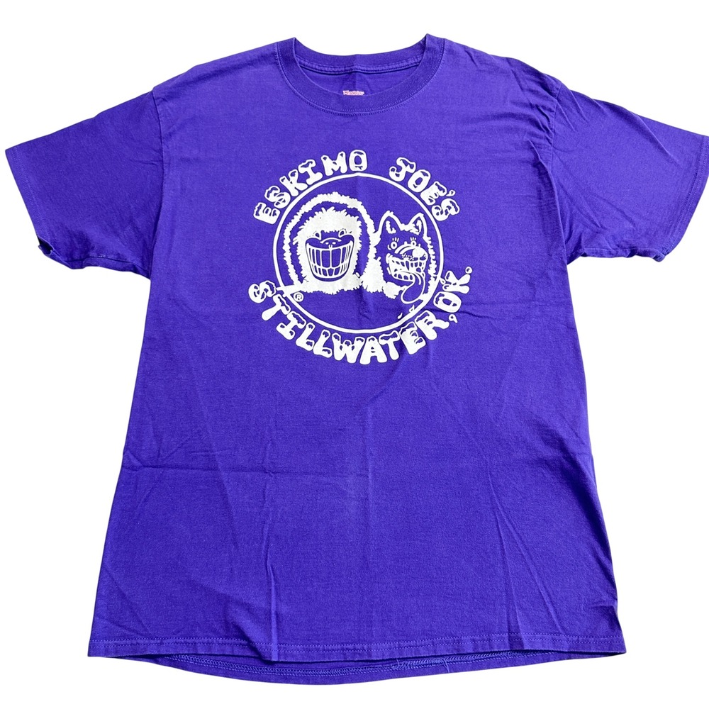 Eskimo Joes Stillwater OK Purple Graphic T-Shirt Hanes Beefy-T Large Cotton